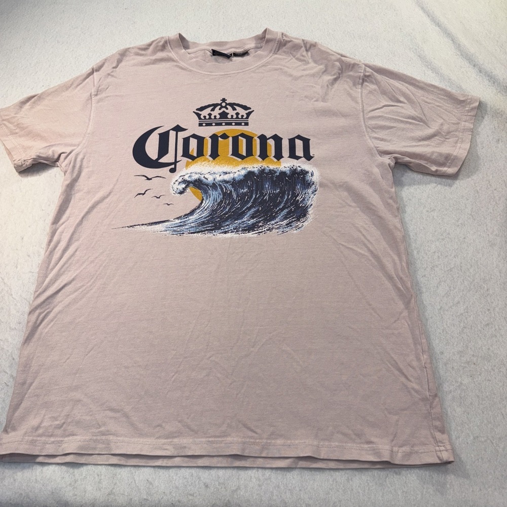 Corona Light Pink Short Sleeve Size Large Shirt By Corona Beer Casual